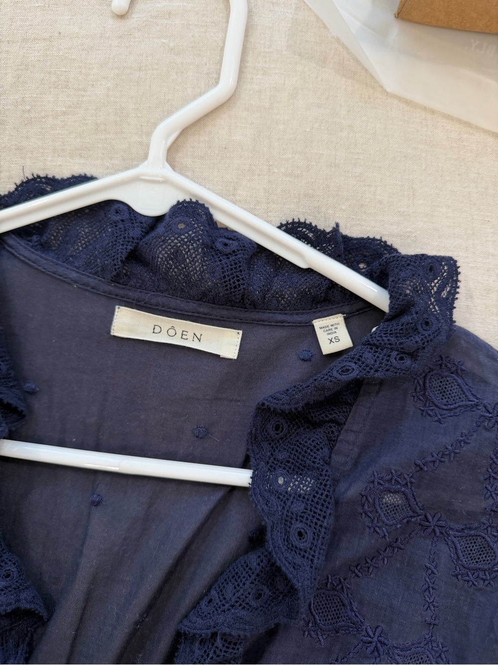 doen rosabella dress in adriatic Navy Ruffle-Trim Maxi Dress - Picture 3 of 4